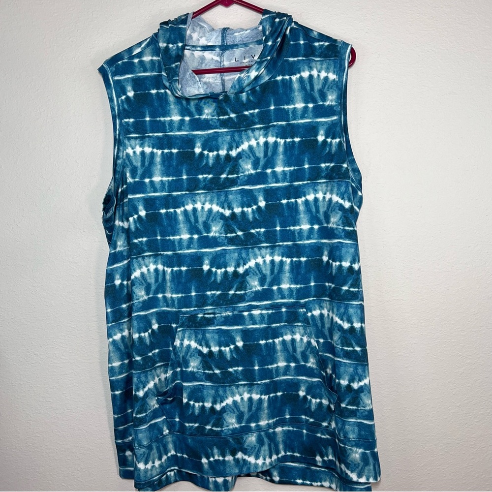 Lane Bryant Blue and White hoodie Sleeveless Shirt